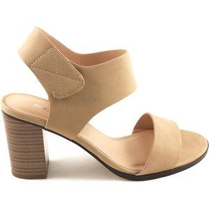 Women Open Round Toe Chunky Heel Ankle Strap High Heel Dress Natural Skin Sandal